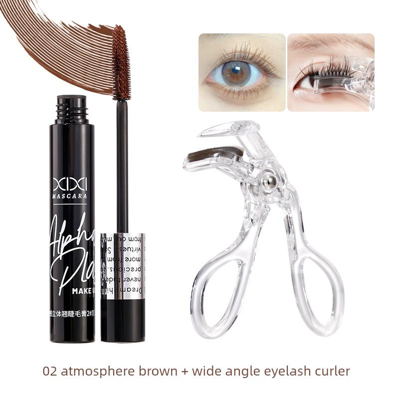 [Set] Xixi Feather-Light 3D Curling Mascara with Separate and Defined Lashes, Long-Lasting Curl, Sea Urchin-Shaped Brush Head for Makeup Use