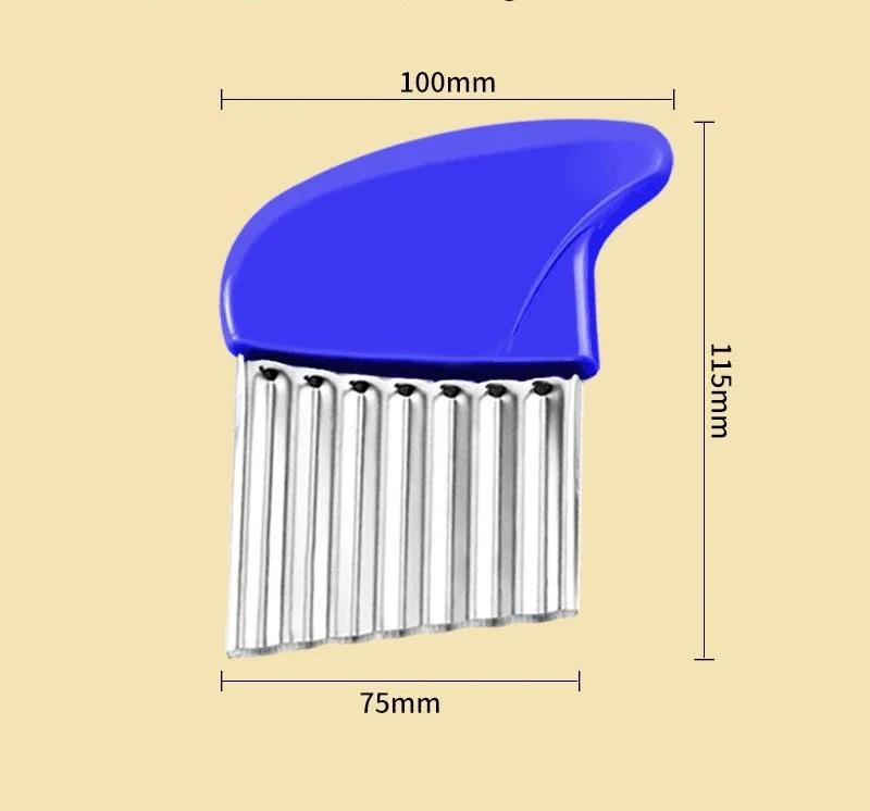 

Potato Cutter Chip French Fry Maker Stainless Steel Wavy Knife French Fries Chopper Kitchen Knife Maker Tools темно-синього кольору