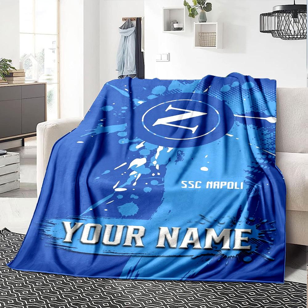 Name Custom SSC Napoli Print Flannel Blanket High Quality Warm Comfortable Cover for All Seasons Perfect for Gifts Home Decor