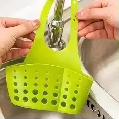 

1 Pcs New Household Kitchen Simple Drain Rack Bathroom Sink Adjustable Basket Silicone Soap Sponge Storage Rack Kitchen Tools зелёный