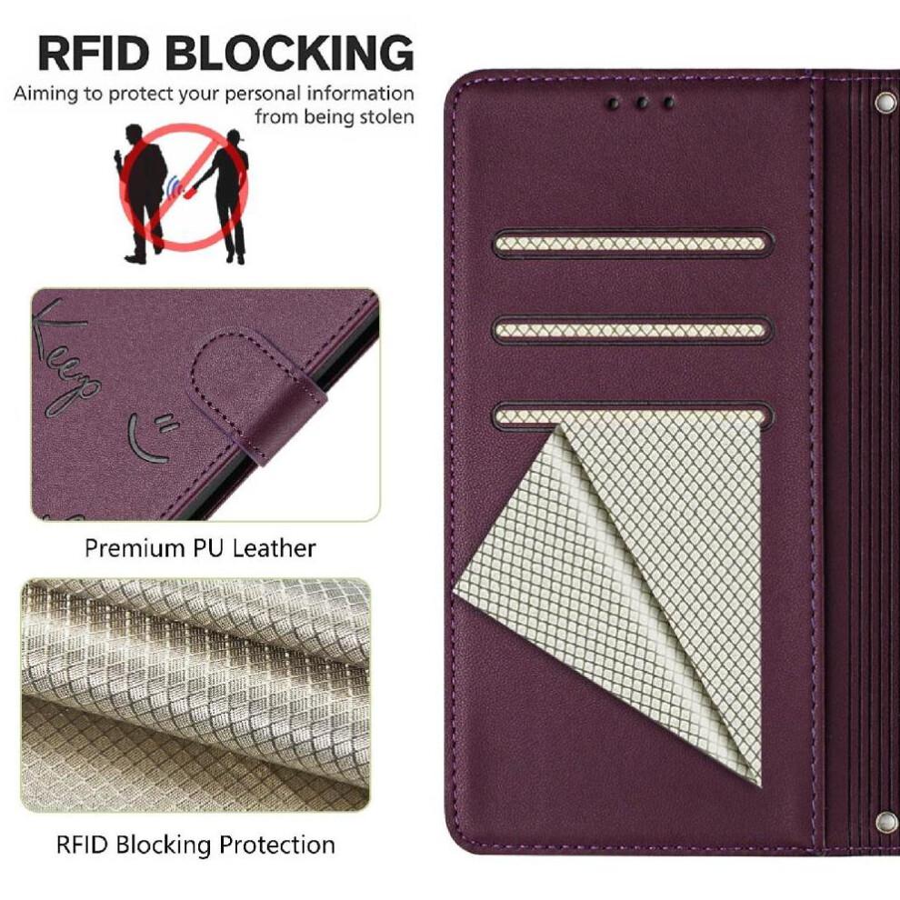 (Purple) Case for Samsung Galaxy S24 Plus 5g Flip Cover Rfid Blocking Pu Leather Card Holder Wallet