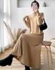 Semi-turtleneck bottoming knitted sweater skirt women's autumn and winter new over-knee long loose large size with coat dress tide