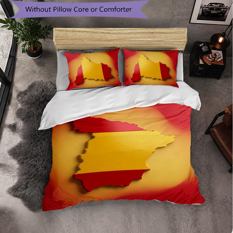 Ensemble de literie 3 pièces motif football Espagne Housse de couette douce en microfibre avec taies d'oreiller pour chambre à coucher