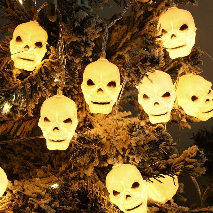 Хэллоуин Светодиодная Гирлянда Черепная Голова Фестиваль Призраков Пасхальная Вечеринка Декоративное Освещение 1.5m 10led-usb теплый белый