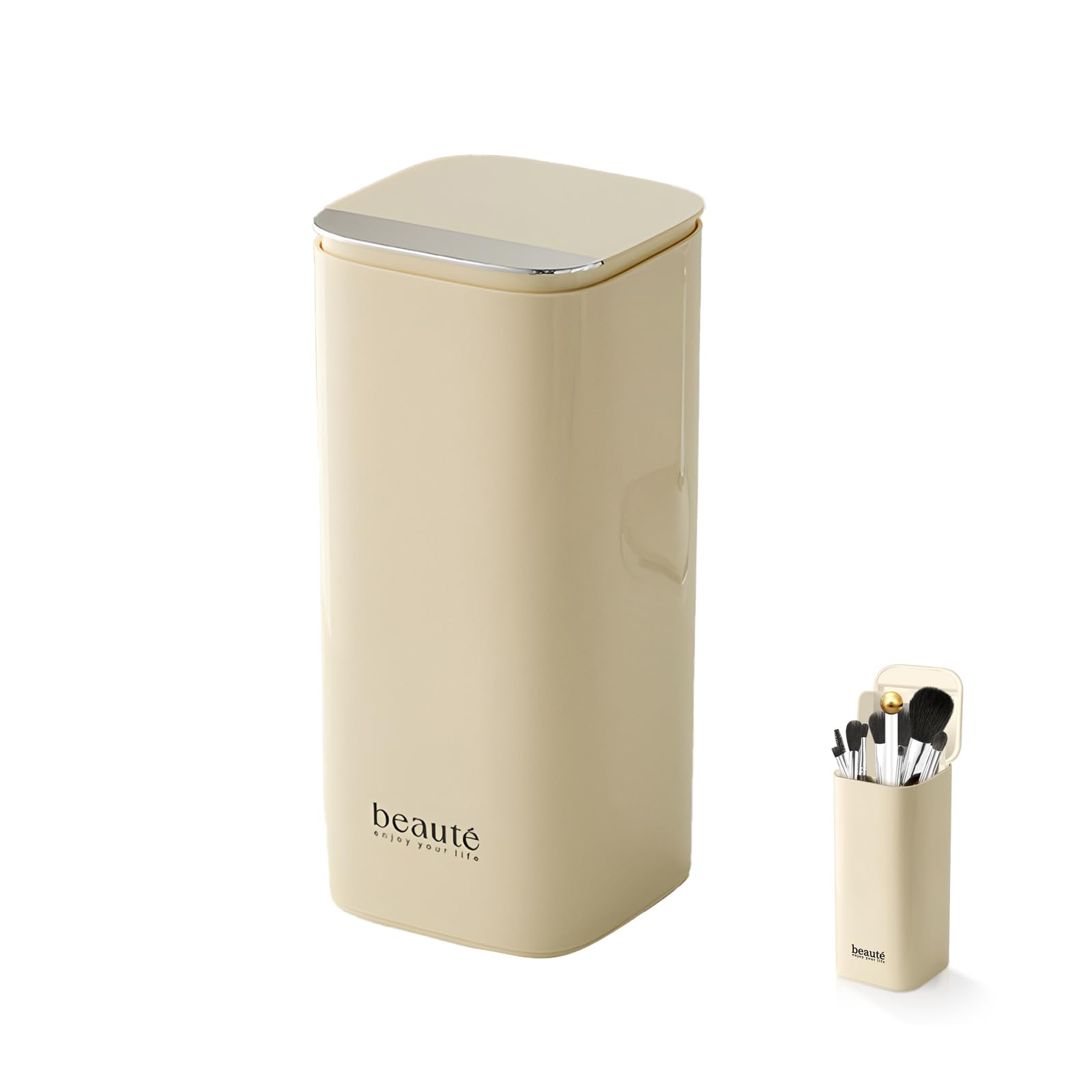 

Syntelusa Makeup Brush Case with Cosmetic Storage Waterproof and Grid Prevents Small Item Makeup Brush Stand Lid, Box, Press-Fit Lift, Dustproof,