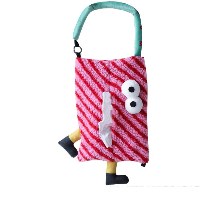 

Держатель коробки для салфеток для автомобиля, креативный подвесной мультяшный берберский флисовый мешок для салфеток, многофункциональные автомобильные аксессуары, украшение розовый