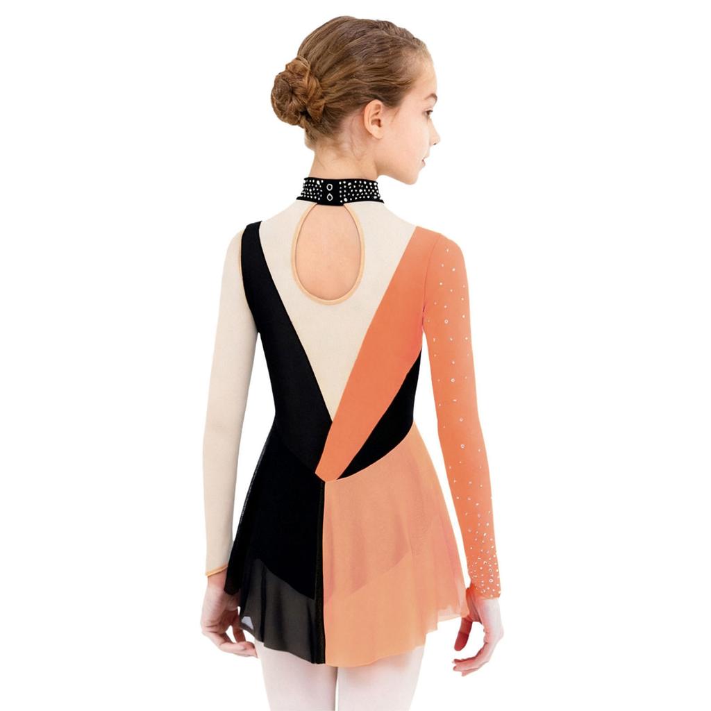 3-in-1 Performance Body für Mädchen: Perfekt für Tanz, Gymnastik & Eiskunstlauf, Mit Strasssteinen, Netzstoff & Druckknöpfen im Schritt