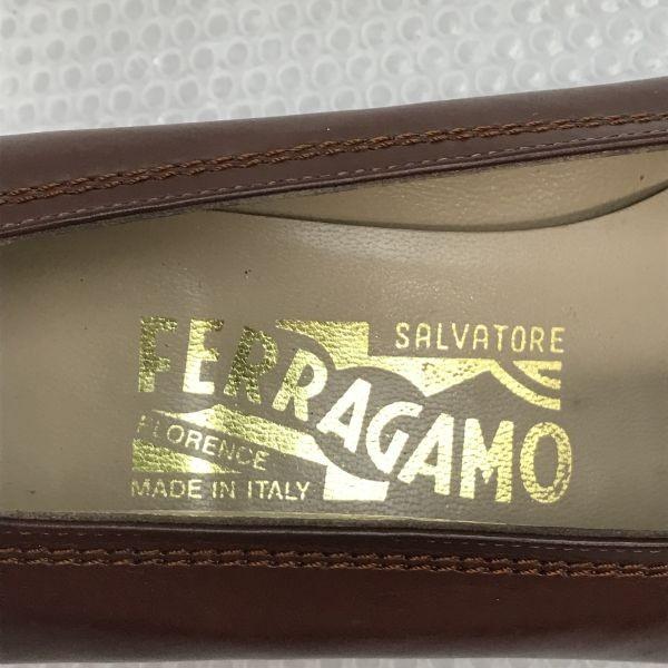 Salvatore Ferragamo Made in Italy Leather Pumps Size 7 23.5 24.0 Brown(USED)