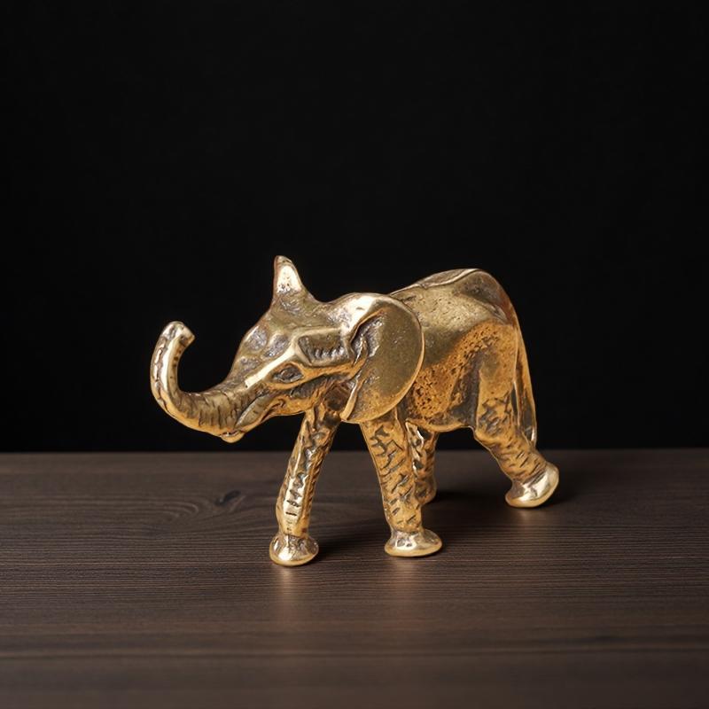 Zinc Alloy Elephant Figurine Handcrafted Vintage Texture Lucky Trunk Up Perfect For Home Office Decoration
