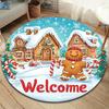1pc Soft, Absorbent & Non-Slip Christmas Cottage Round Rug, Perfect for Entryway, Living Room, Bedroom Decor, Machine Washable Flannel Memor