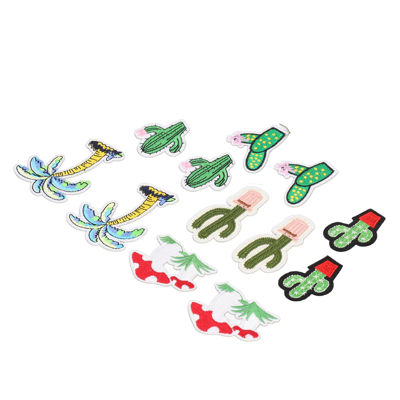 12pcs Plant Patches DIY Decoration Plant Appearance Cotton Iron On Patches Easy Iron Embroidered Patch for Dress Package