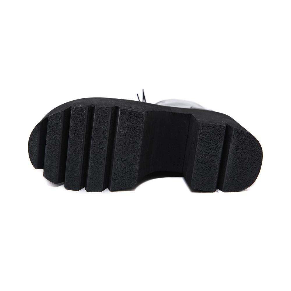 Gdgydh Damen Plateau-Stiefel mit seitlichem Reißverschluss Bequeme Schuhe mit runder Zehenpartie zum Schnüren Modische einfarbige Kampfstiefel Klobige Absätze