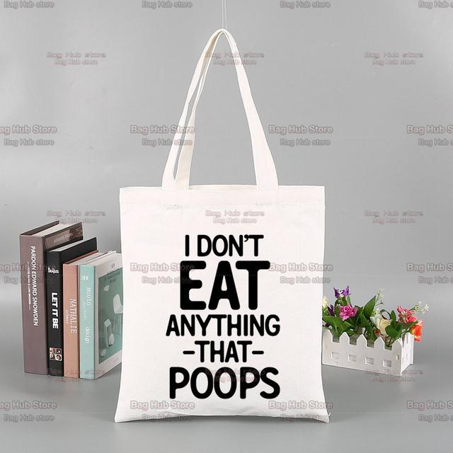 Vegan Funny Kawaii Vintage Funny Shopping Bag Graphic Tote Harajuku Women Canvas Shoulder Bag Female Ulzzang Eco Large-Capacity