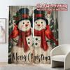 Set Of 2 Flat Printing Jit Curtains Without Rod Festive Snowmen Chic Yarn Versatile All Contemporary Made Polyester