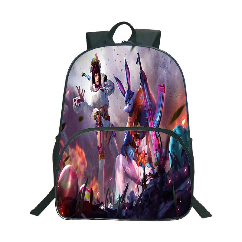 Shooter-Spiel Free Fire 3D-Druck Rucksack Junge Mädchen Lässige Schultasche Schüler Wasserdichter Rucksack Cartoon-Muster Rucksäcke