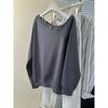 Real Shot Diagonal Neck Sweater Women's Thin Loose Sweet and Spicy Off-shoulder Long-sleeved Top Jacket