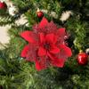 2PCS Glitter Christmas Flower Artificial Flowers Merry Christmas Decorations Home Xmas Tree Ornaments New Year Gift