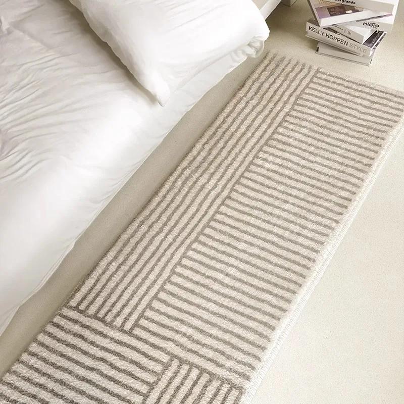 Bedroom Carpet Non-slip Soft Fluffy Floor Mat Minimalist Texture Solid Color Rugs Long Home Decoration Foot Mats Alfombra