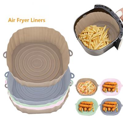 Silikon tepsi hava fritöz fırın fırın tepsisi ile saplı kızarmış tavuk Pizza Mat yağsız silikon Pot Airfryer aksesuarları
