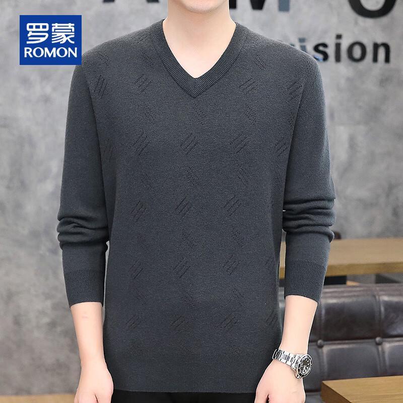 ROMON Men's 100% Pure Wool V-Neck Sweater