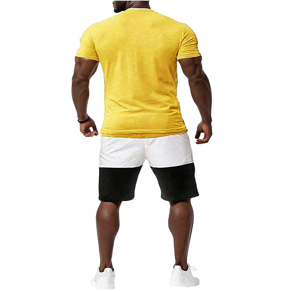 Men's Leisure Color Matching Short Sleeves Shorts Set