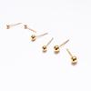24K Gold-Plated Sterling Silver Round Bead Stud Earrings for Women