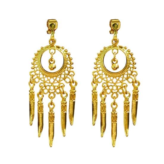 

1 пара женских сережек-клипс с ажурным декором из страз, кисточками в стиле ретро и этнических богемных украшений, не требующих пирсинга, для вечеринок и выступлений B