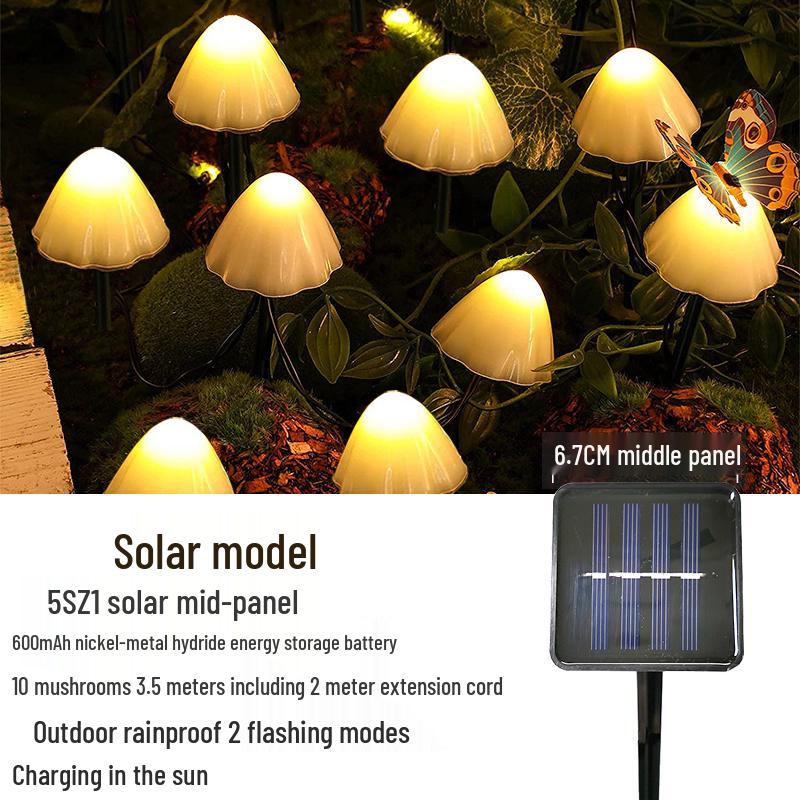 Waterproof Solar Mushroom String Lights for Outdoor Courtyard & Garden Decoration