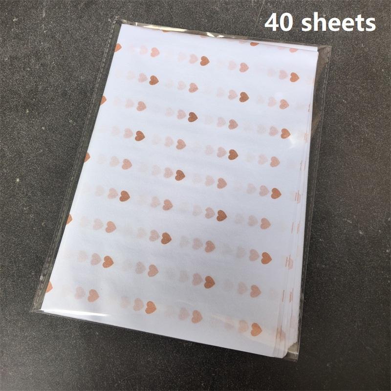 New 40 Sheets Small Peach Heart Paper Floral Lining Paper Bagged For Floral Arrangements Holidays Birthdays 50X35CM