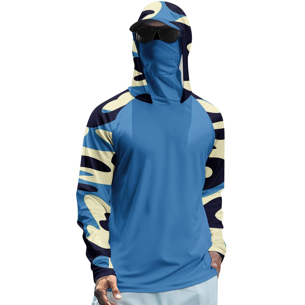 Long Sleeve Fishing Shirts for Men Sun Hoodie Hooded Sun Shirts Fishing Hoodie Camo Hoodie for Outdoor Activities