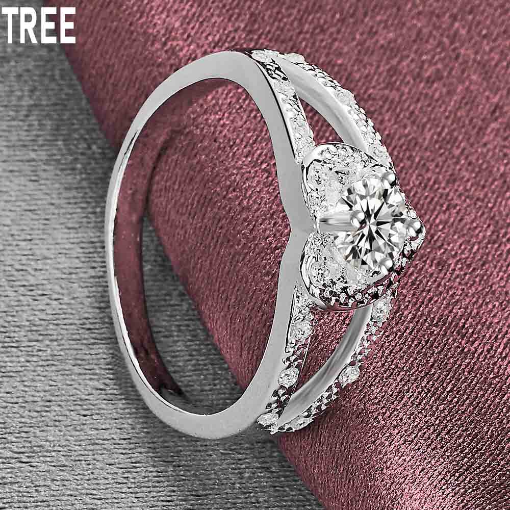 925 Sterling Silber Herz-förmigen AAA Zirkon Ring Exquisite Charme Mode Hochzeit Schmuck