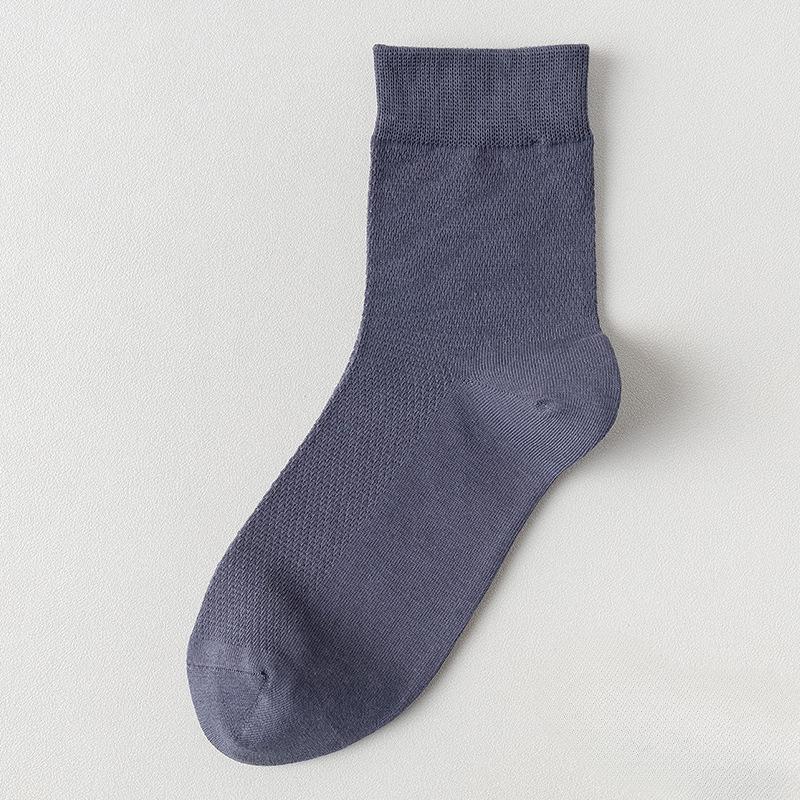 Men Spring and Summer Thin Cotton Pure Color Mesh Anti Bacterial Deodorant Socks