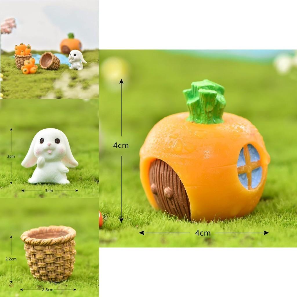 Realistic Rabbit Eat Carrot Diy Resin Figurine Enhancing Miniature Flowerpot Displays