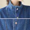 2025 New Women Blouse Coat Jackets Autumn Casual Denim Blue Vintage Outerwear Long Sleeve Loose Button Blue Blouse