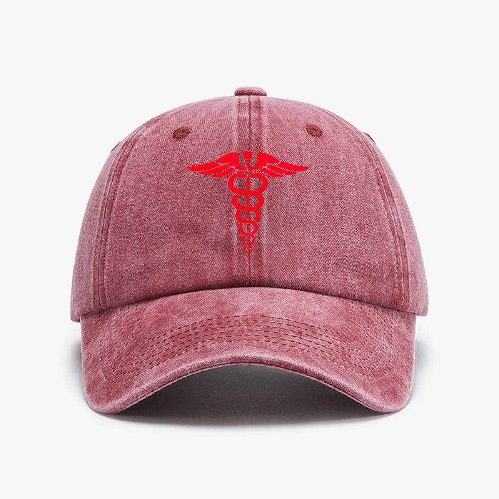 US Combat Medic Tactical Caduceus Washed Denim Baseball Cap Adjustable Solid Color Distressed Hat