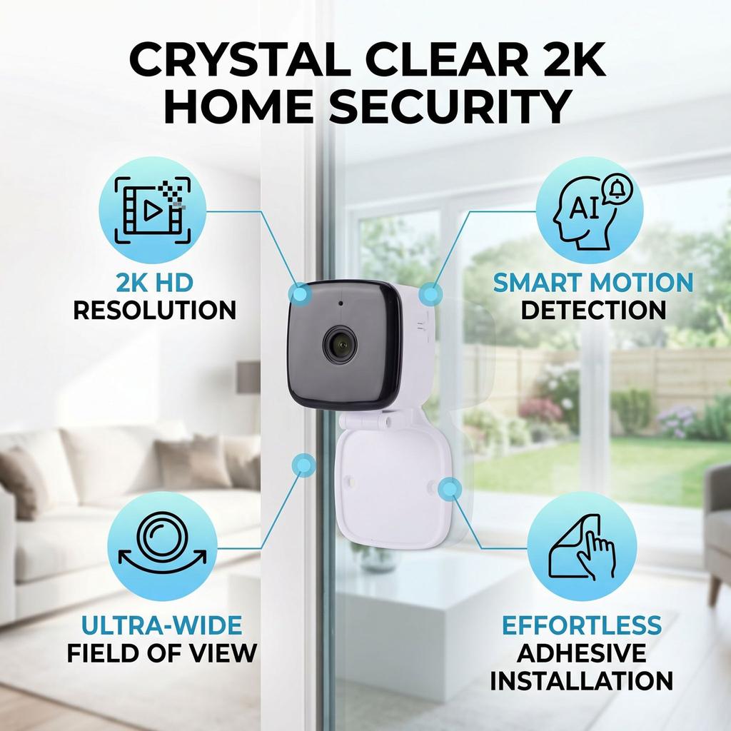 2K Indoor Camera HD Smart Motion Detection Wide Angle 2.4G WiFi Window Security Camera for Home