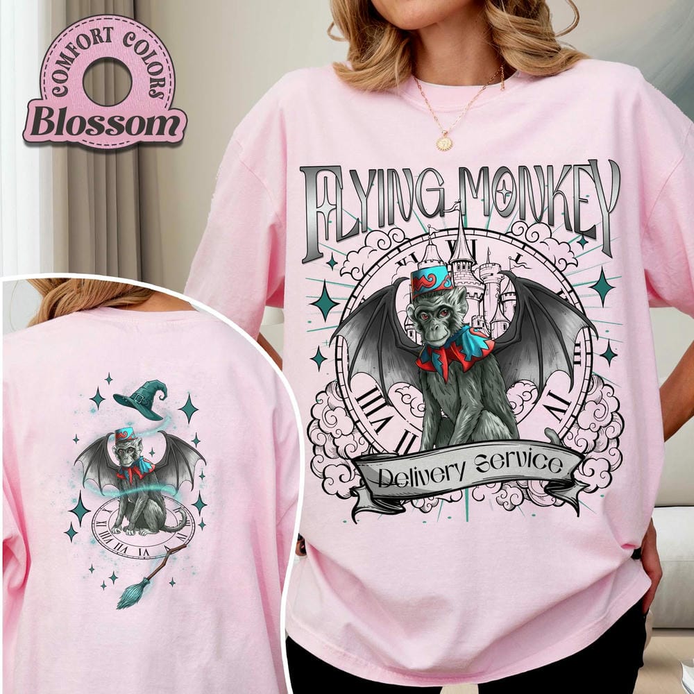 Flying Monkey Delivery 2Sided Print TShirt Vintage Wizard Movie Tee For Women Gift For Book Lover Y2K Unisex Shirt Streetwear