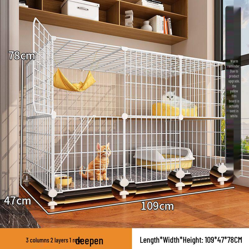 Indoor Cat Villa: Spacious Cage with Integrated Toilet and Bed