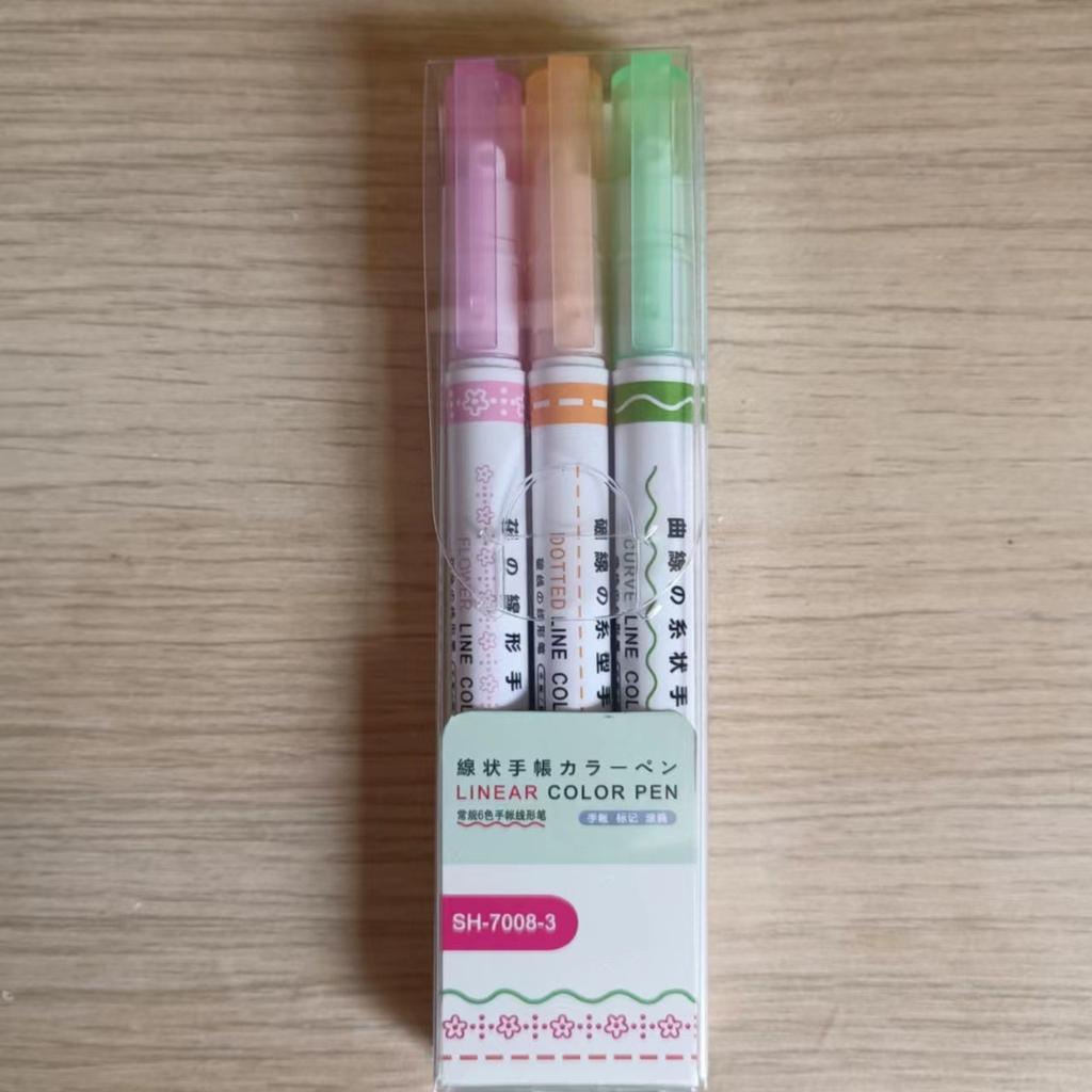 Dual-line Wave Net Red Color Hand Copy Newspaper Pen - Student Fluorescent Pen