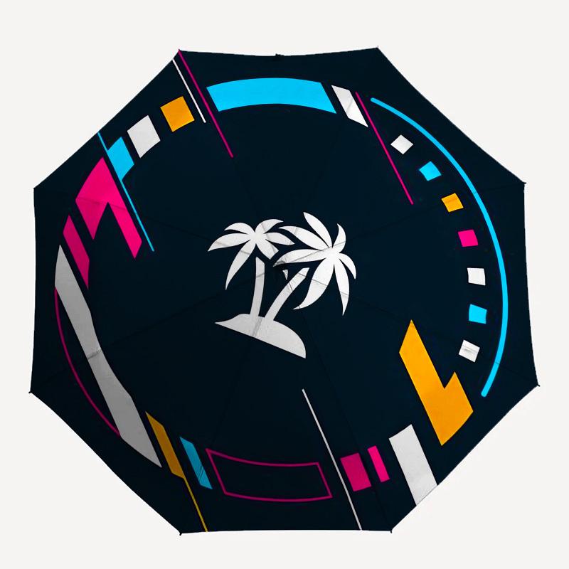 1pc Palm Tree Icon Design Umbrella with Plastic Handle,Suitable for All Seasons UmbrellaPT519