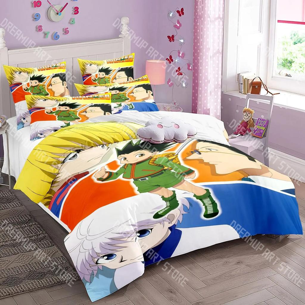 Fashion Anime Hunter Hunter Bedding Set Single Twin Full Queen King Size Bed Set Kids Bedroom Duvetcover Sets Bed Sheet Set