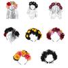 Delicate Flower&Skull Hairband Thin Side Hairband Flower Shape Headband for Girls Hairband with Veil Decor