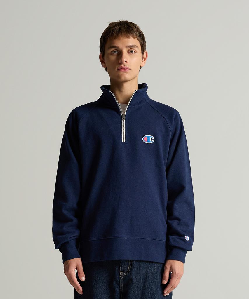 CHAMPION Heritage Logo Loose Fit Half Zip Navy