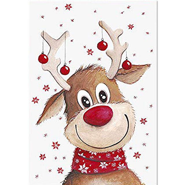 Pictură cu diamant 5D DIY, Animale de Crăciun, Poză de broderie cu diamante, Artizanat de perete, Decorarea casei de Crăciun