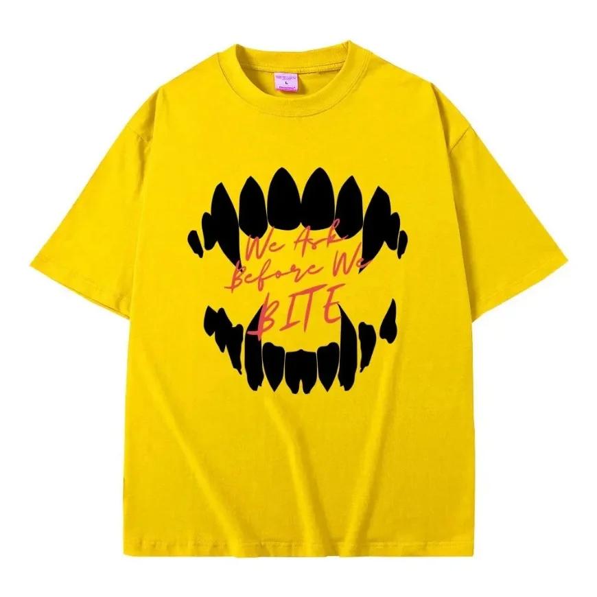 Spiel Baldurs Gate'3 Astarion Wir fragen bevor wir beißen Print T-Shirt Herren Hip Hop Vintage Gothic T-Shirt Männlich Rock Übergroße T-Shirts