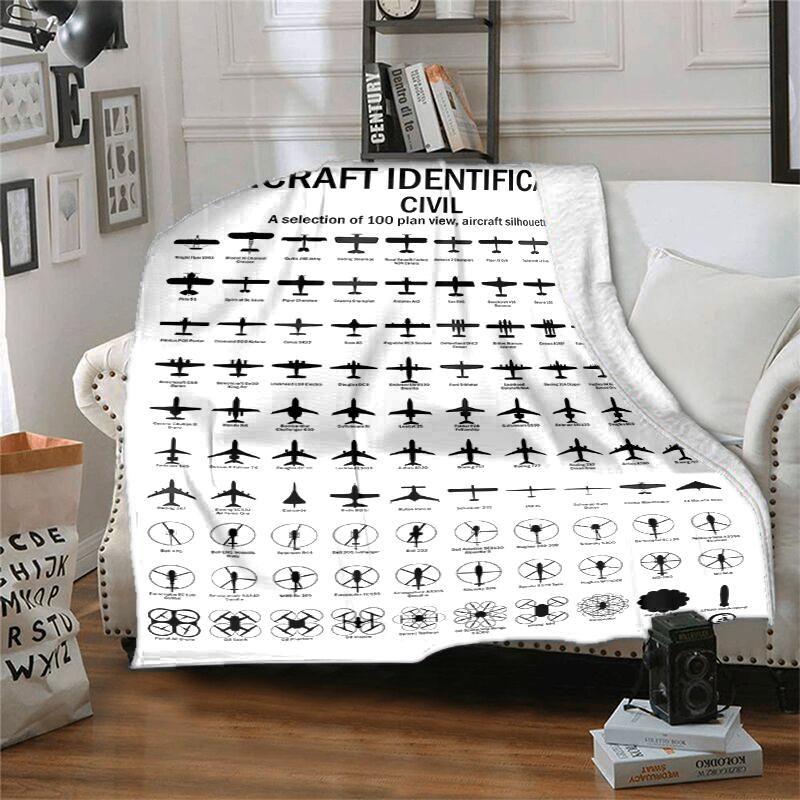 Flaneldecke mit Flugzeugmotiv, Weich, Warm, Ganzjahres-Überwurf, Design für Camping, Autoreisen, Wandern, Sofa, Bett, Büro, Perfektes Geschenk für Partys