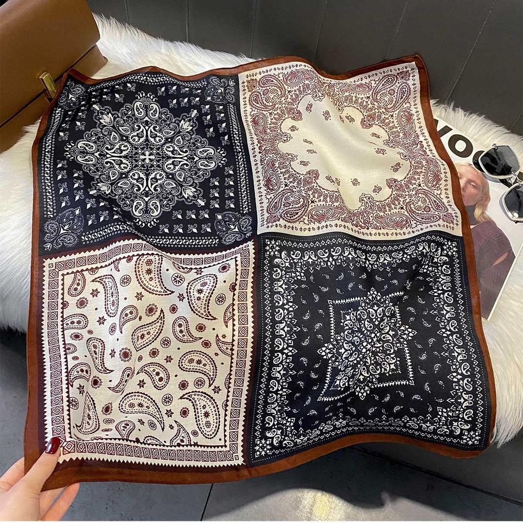 Luxury Square Silk Scarf For Women Hijab Hair Bands Neckerchief Paisley Satin Shawl Ribbon Headband Fashion Wraps Bandana