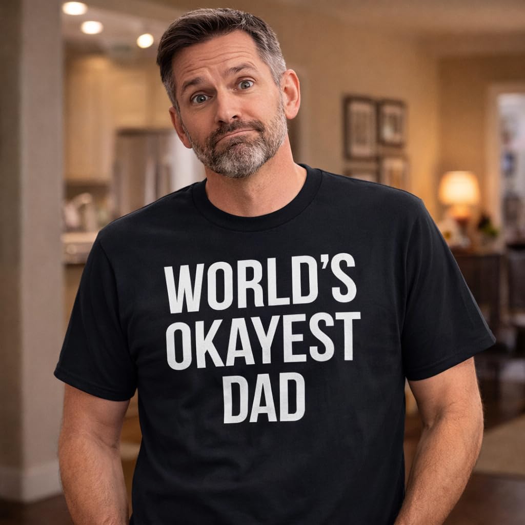 Mens Okayest Dad Funny Sarcastic Novelty Gift T Shirt