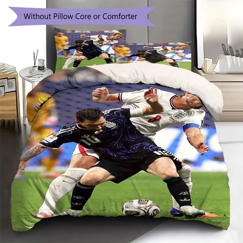 Football Match Player Competition Stadium Print 3 Pieces Duvet Cover Set Soccer Sports Bedding Bedroom Decor Without Pillow Core Comforter