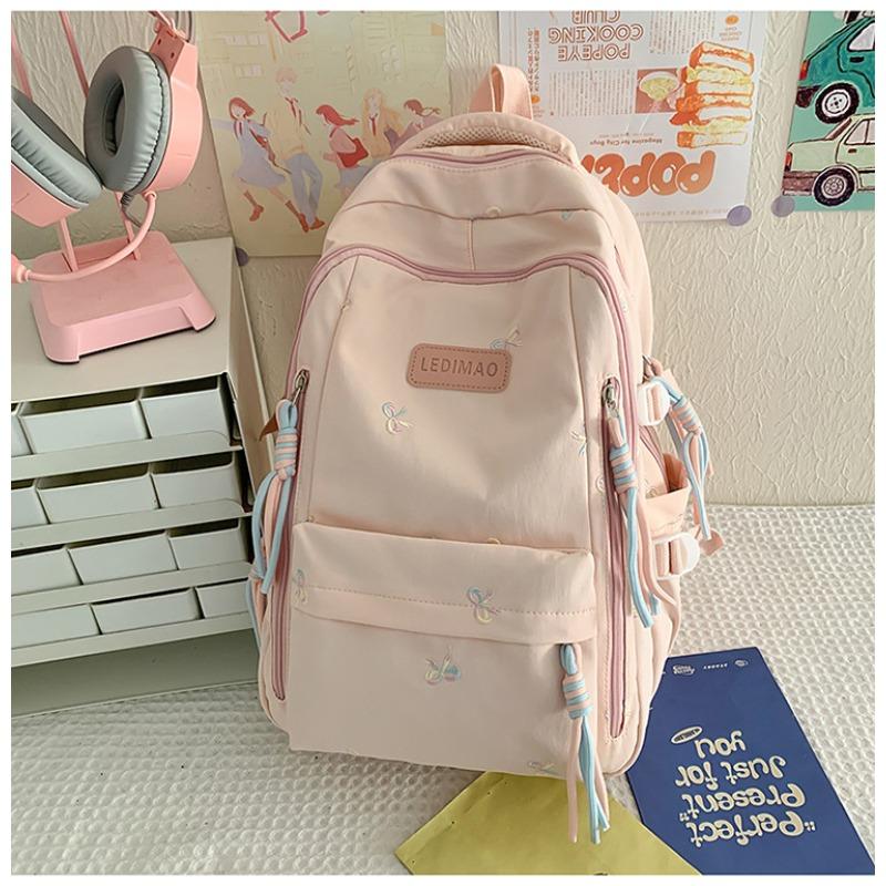 

Bow embroidery small fresh schoolbag junior high school girls high value ins large capacity backpack high school backpack